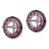 Sterling Silver 925 Rhodolite Garnet & Black Sapphire Earring Jackets Elegant Women's Birthstone Design